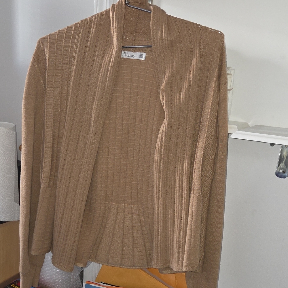 89th & Madison Camel Ribbed Cardigan